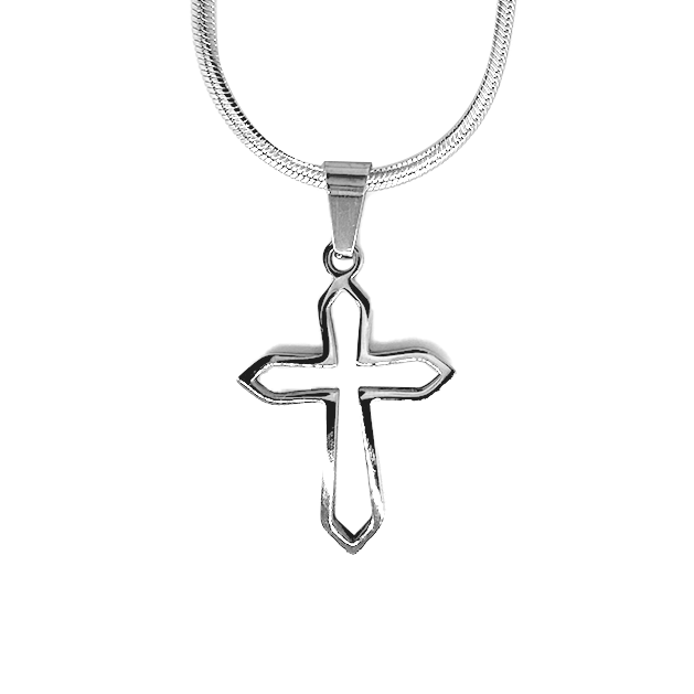 Outline Cross Pendant with Chain
