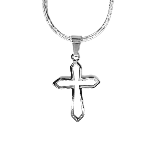Outline Cross Pendant with Chain