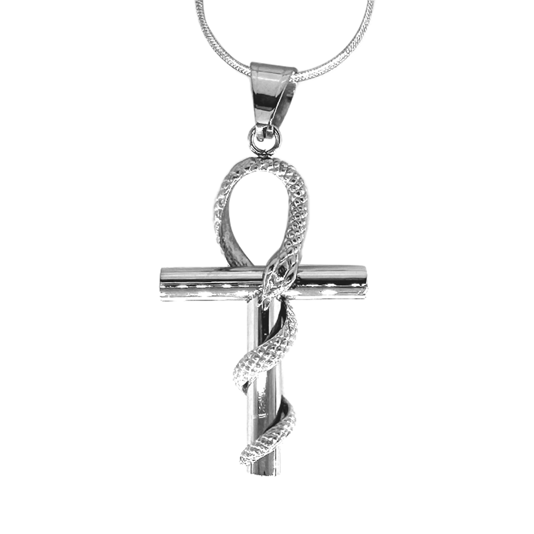Snake Cross Pendant with Chain