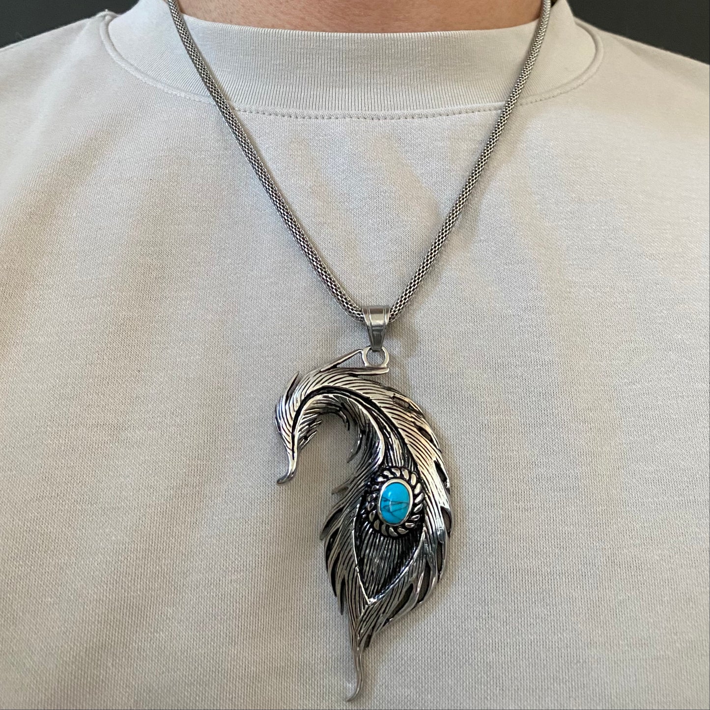 Feather Gem Pendant with Chain