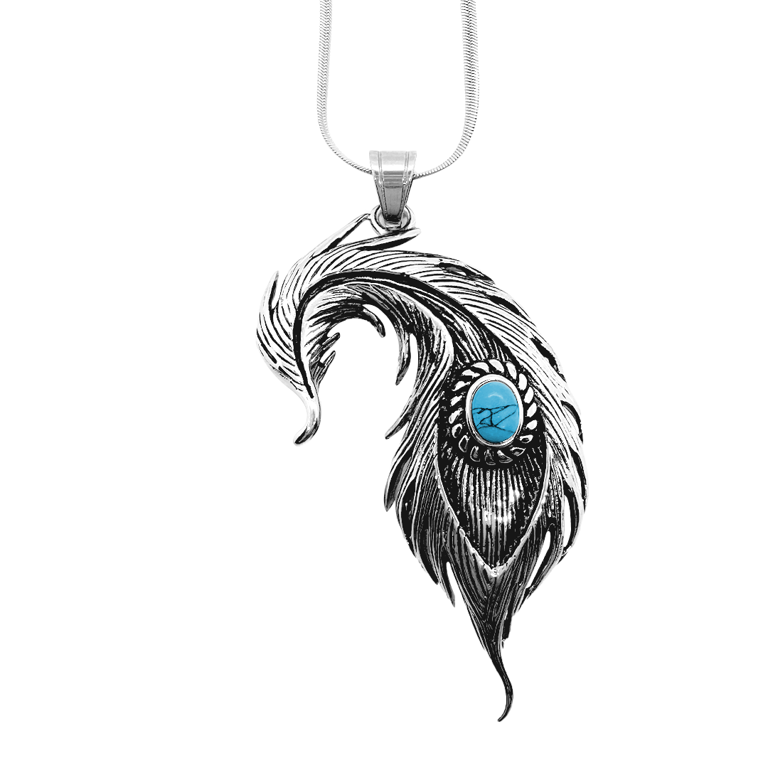 Feather Gem Pendant with Chain