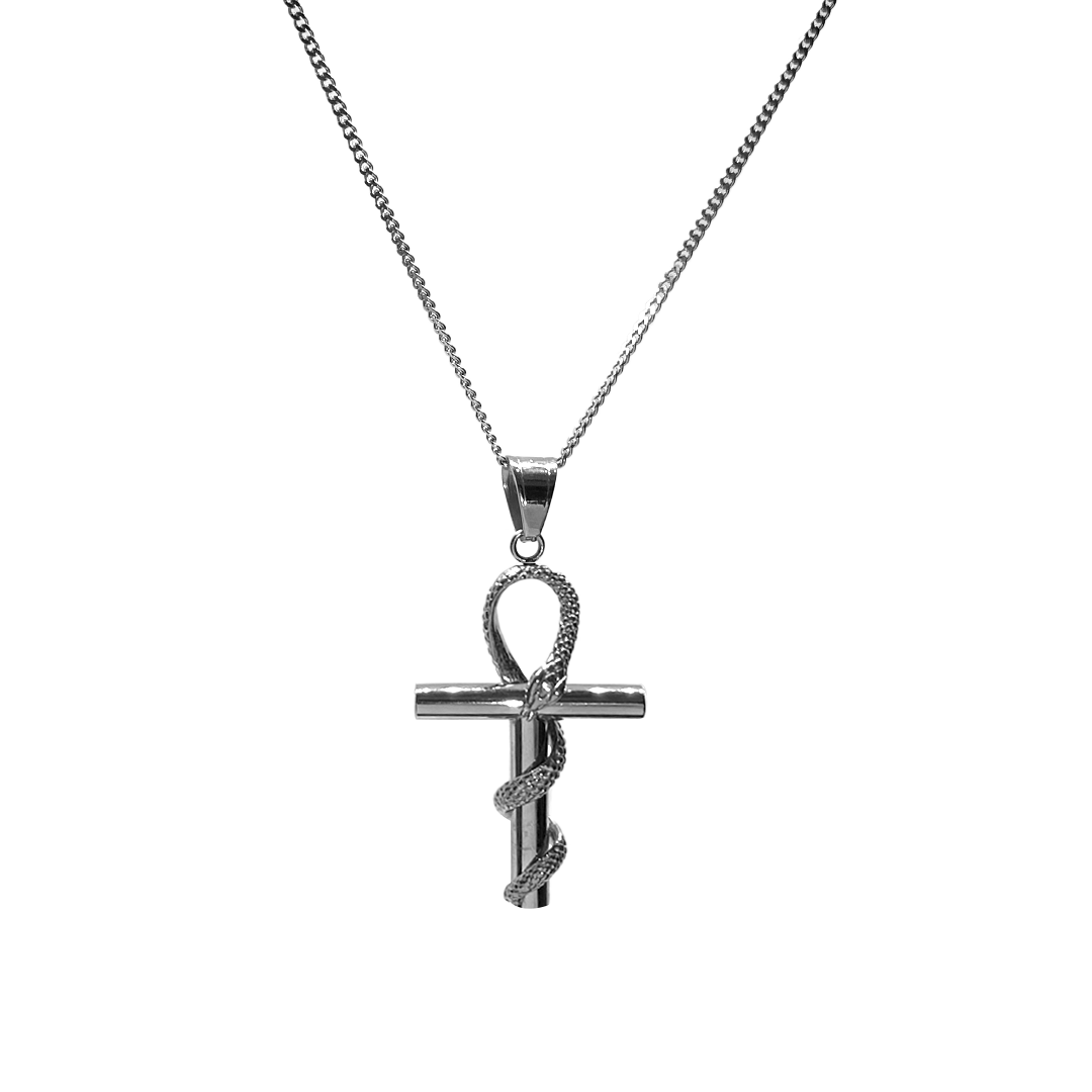 Snake Cross Pendant with Chain