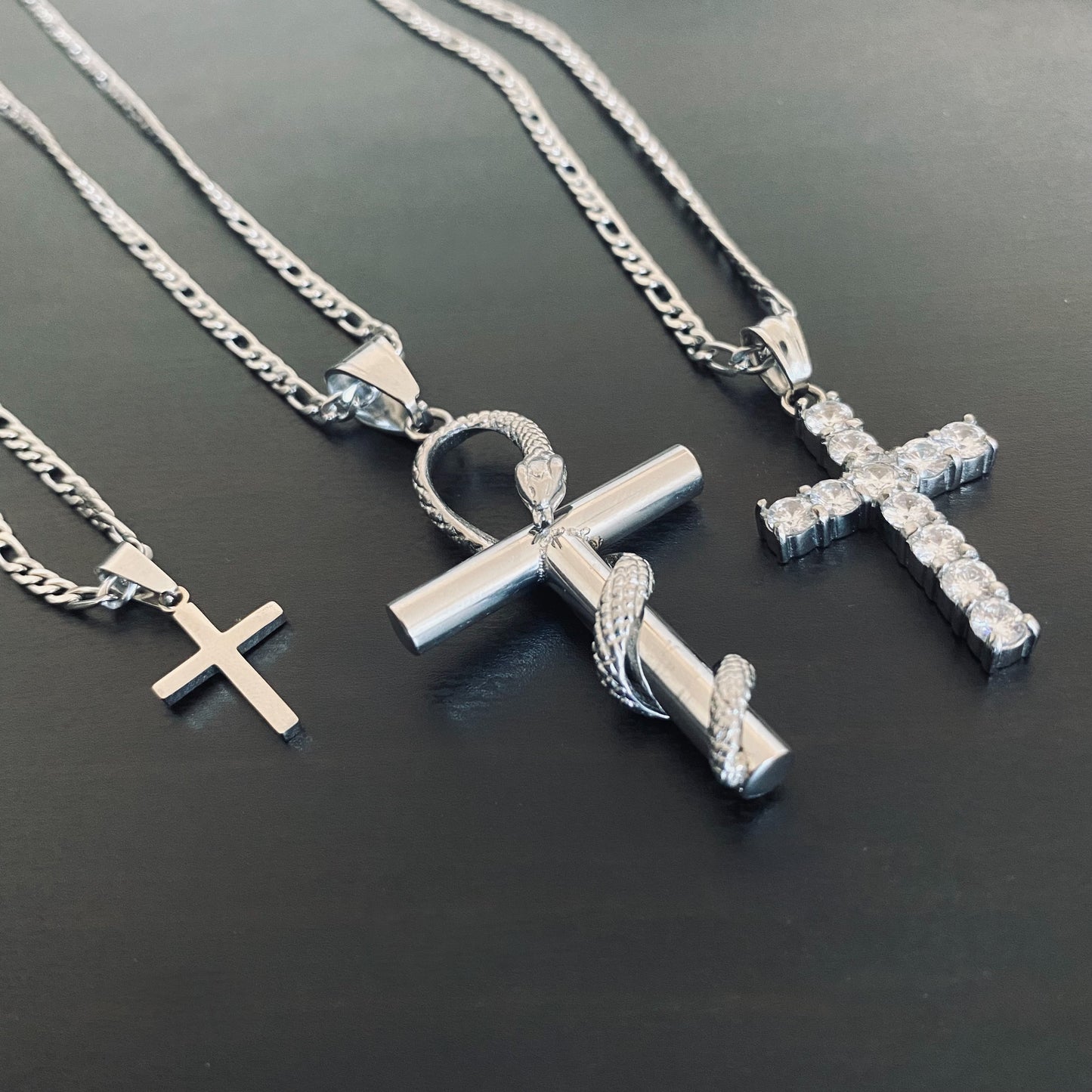 Snake Cross Pendant with Chain