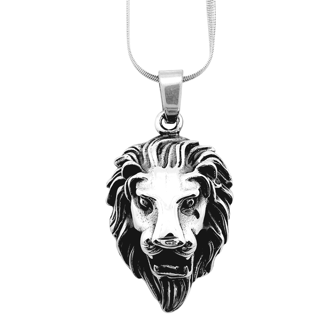 Lion Head Pendant with Chain